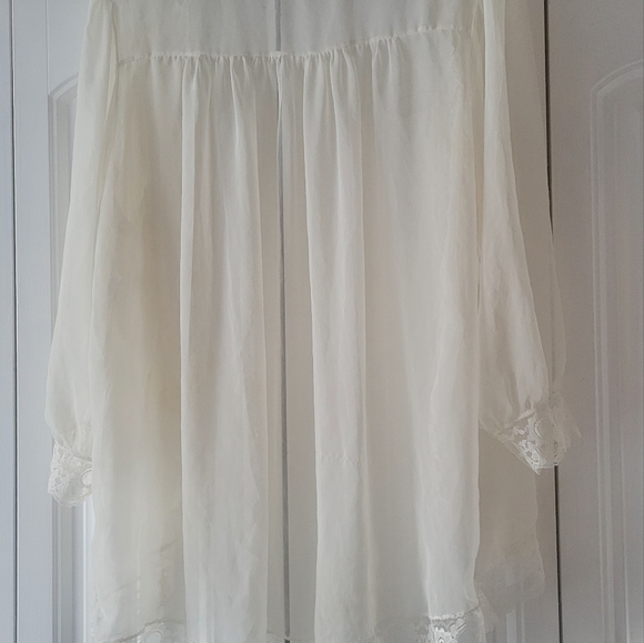 Vintage Frederick's of Hollywood lace sheer white robe negligee cover - Picture 10 of 13